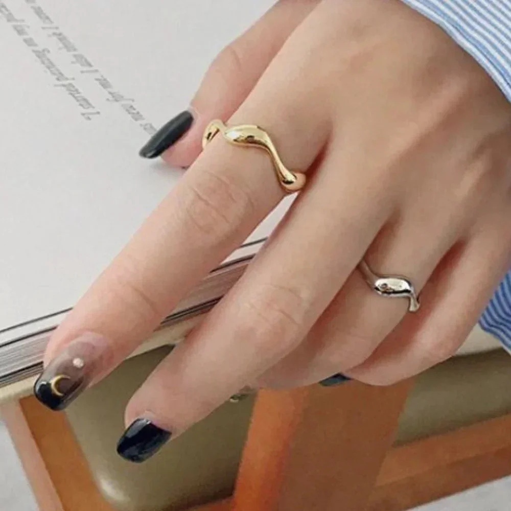 Minimalist 925 Sterling Silver Thin Wave Ring